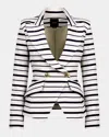 Smythe Crossover Double-breasted Blazer In Stone Navy