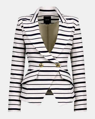 Smythe Crossover Double-breasted Blazer In Stone Navy