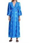 Smythe Crossover Midi Dress In Multi Blue In Blue