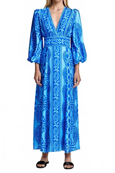 Smythe Crossover Midi Dress In Multi Blue