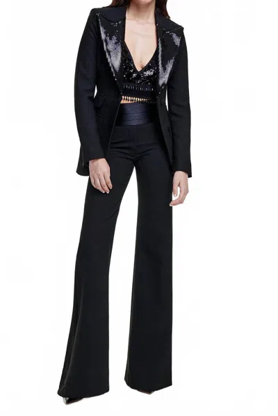 Smythe Cumberbund Wide Leg Pants In Black Pique In Brown