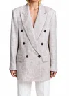 Smythe Db Peaked Lapel Blazer In Linen Tweed In Neutral
