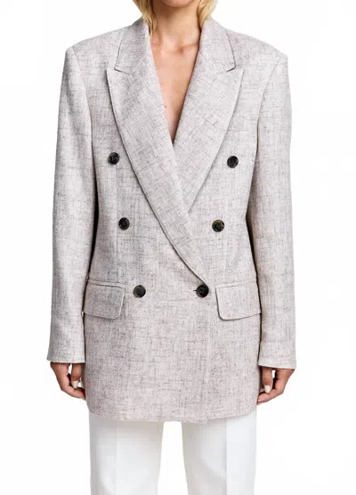 Smythe Db Peaked Lapel Blazer In Linen Tweed In Neutral