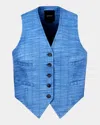 Smythe Denim Stripe Cropped Vest In Denim Stripe