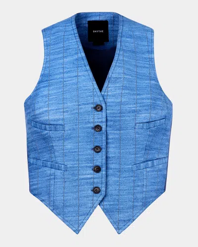 Smythe Denim Stripe Cropped Vest