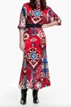 Smythe Dolman Midi Dress Crimson Persian Print In Red Print In Red