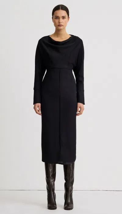 Smythe Draped Dolman Dress In Black