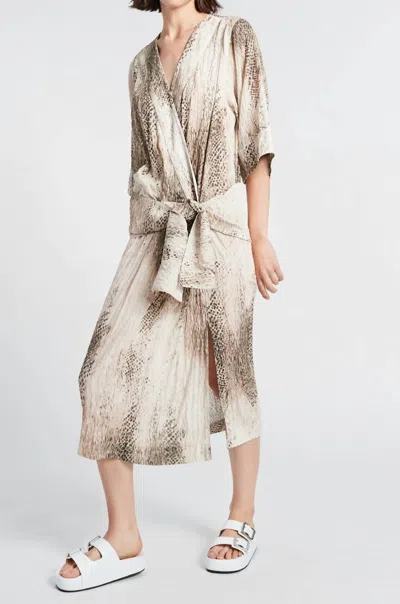 Smythe Drop Waist Kimono Dress In Python Print In Beige