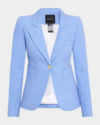 Smythe Duchess Tailored Linen Cutaway Blazer In Blue