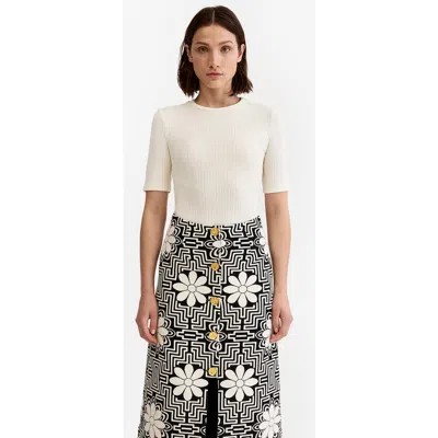 Smythe Elbow Sleeve Knit Crewneck In White