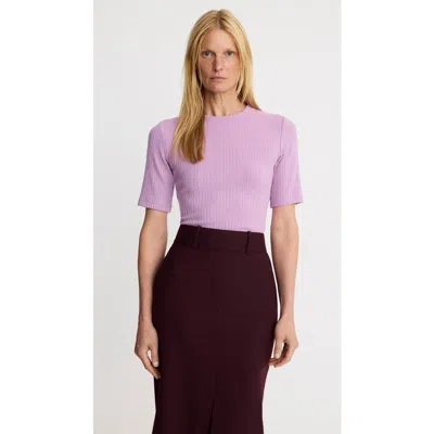 Smythe Elbow Sleeve Knit Crewneck In Purple