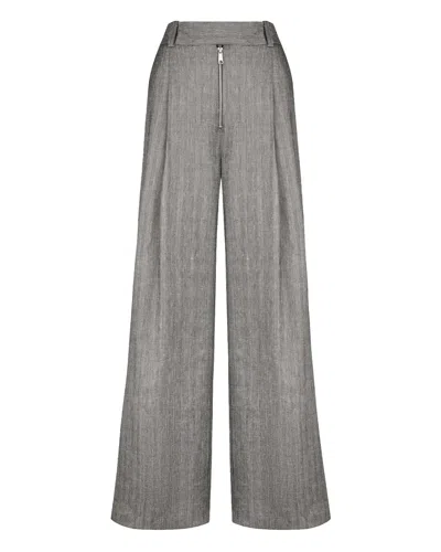 Smythe Exposed Zip Pleated Pant In Gray