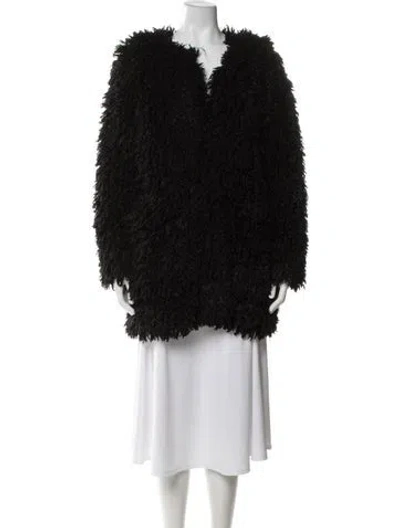 Pre-owned Smythe Faux Fur Faux Fur Coat In Black