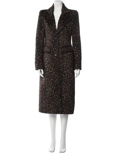 Pre-owned Smythe Faux Fur Tweed Pattern Faux Fur Coat In Brown
