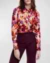 Smythe Floral Satin Button-up Shirt In Garnet Floral