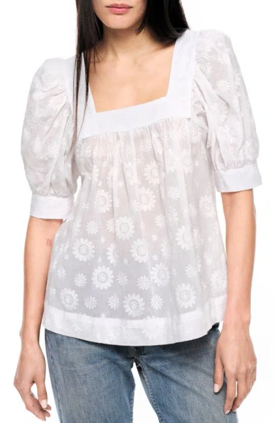 Smythe Floral Embroidery Cotton Voile Top In White Embroidery