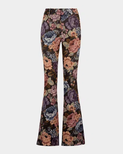 Smythe Floral Jacquard Bootcut Pants In Multi