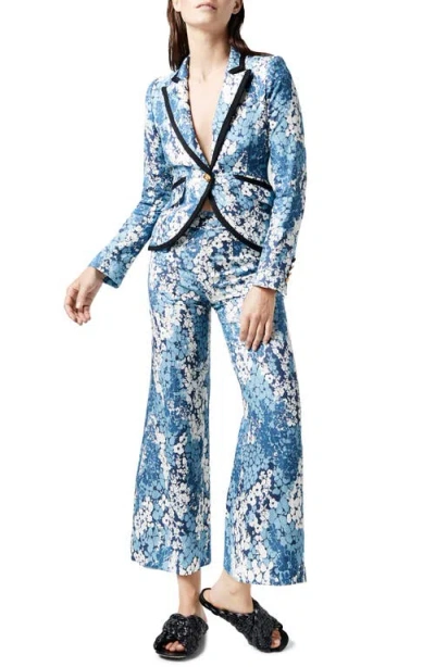 Smythe Floral Patch Pocket Linen Pants In Blue