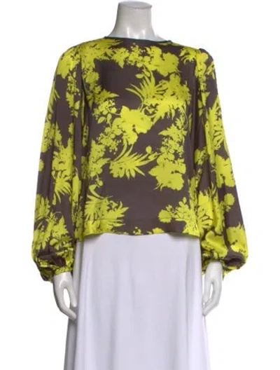 Pre-owned Smythe Floral Print Bateau Neckline Blouse In Multi