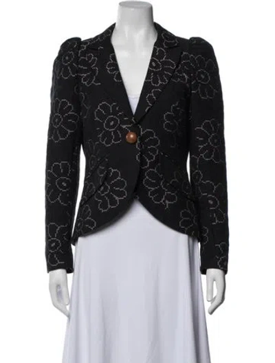 Pre-owned Smythe Floral Print Blazer In Black
