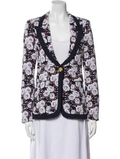Pre-owned Smythe Floral Print Blazer In Blue