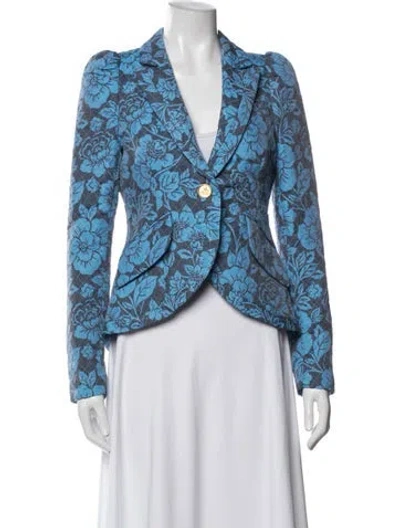 Pre-owned Smythe Floral Print Blazer In Blue