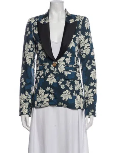 Pre-owned Smythe Floral Print Blazer In Blue