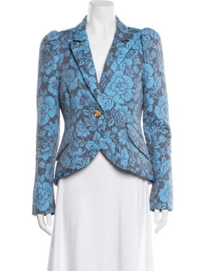 Pre-owned Smythe Floral Print Blazer In Blue