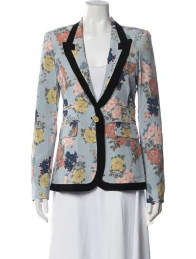 Pre-owned Smythe Floral Print Blazer W/ Tags In Blue