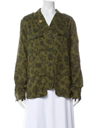 Pre-owned Smythe Floral Print Blazer W/ Tags In Green