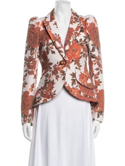 Pre-owned Smythe Floral Print Blazer W/ Tags In Orange