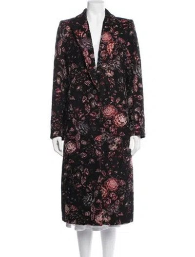 Pre-owned Smythe Floral Print Coat In Black/red
