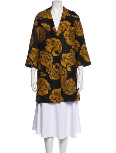 Pre-owned Smythe Floral Print Coat W/ Tags In Black