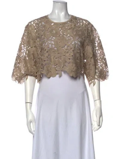 Pre-owned Smythe Floral Print Crew Neck Blouse In Neutrals