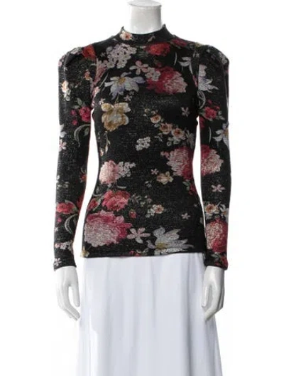 Pre-owned Smythe Floral Print Crew Neck Sweater In Black