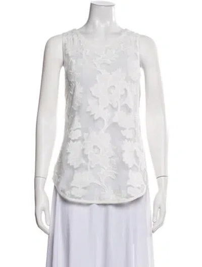 Pre-owned Smythe Floral Print Crew Neck Top In White