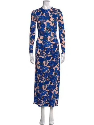 Pre-owned Smythe Floral Print Long Dress In Blue
