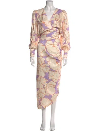 Pre-owned Smythe Floral Print Long Dress In Neutral