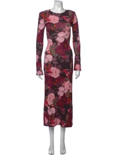 Pre-owned Smythe Floral Print Long Dress In Pink