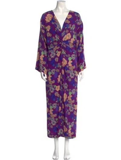 Pre-owned Smythe Floral Print Long Dress In Purple