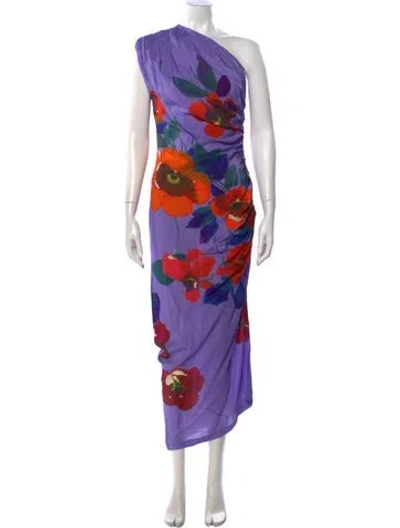 Pre-owned Smythe Floral Print Long Dress In Purple