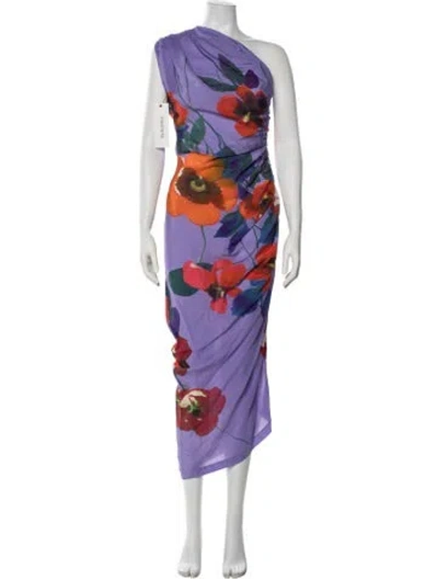 Pre-owned Smythe Floral Print Long Dress In Purple