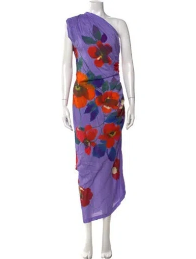 Pre-owned Smythe Floral Print Long Dress In Purple