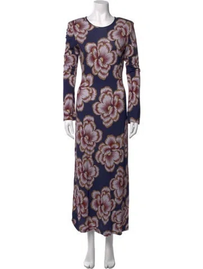 Pre-owned Smythe Floral Print Long Dress In Purple