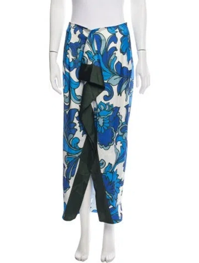 Pre-owned Smythe Floral Print Long Skirt In Blue/green
