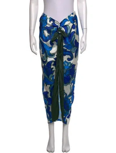 Pre-owned Smythe Floral Print Long Skirt In Green