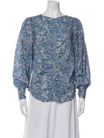 Pre-owned Smythe Floral Print Long Sleeve Blouse In Blue