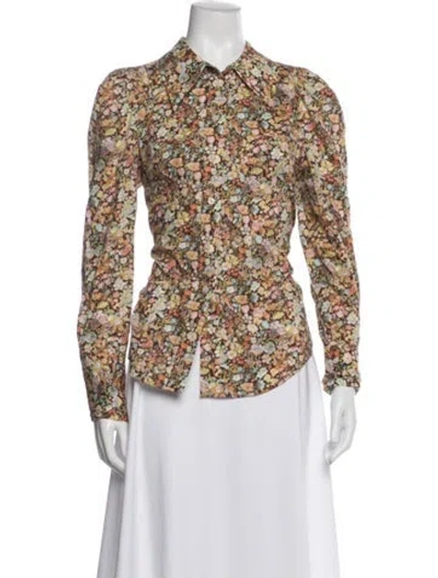Pre-owned Smythe Floral Print Long Sleeve Blouse In Multi