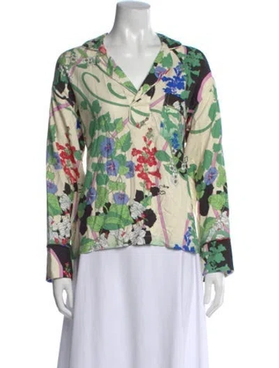 Pre-owned Smythe Floral Print Long Sleeve Blouse In Multi