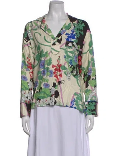 Pre-owned Smythe Floral Print Long Sleeve Blouse In Multi